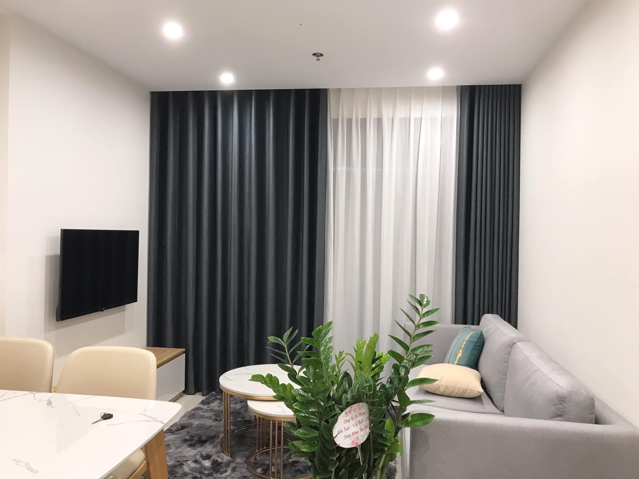 rèm vải một màu