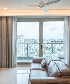 Rèm vải lớp màu kem