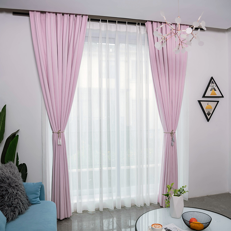 rèm hai lớp màu hồng